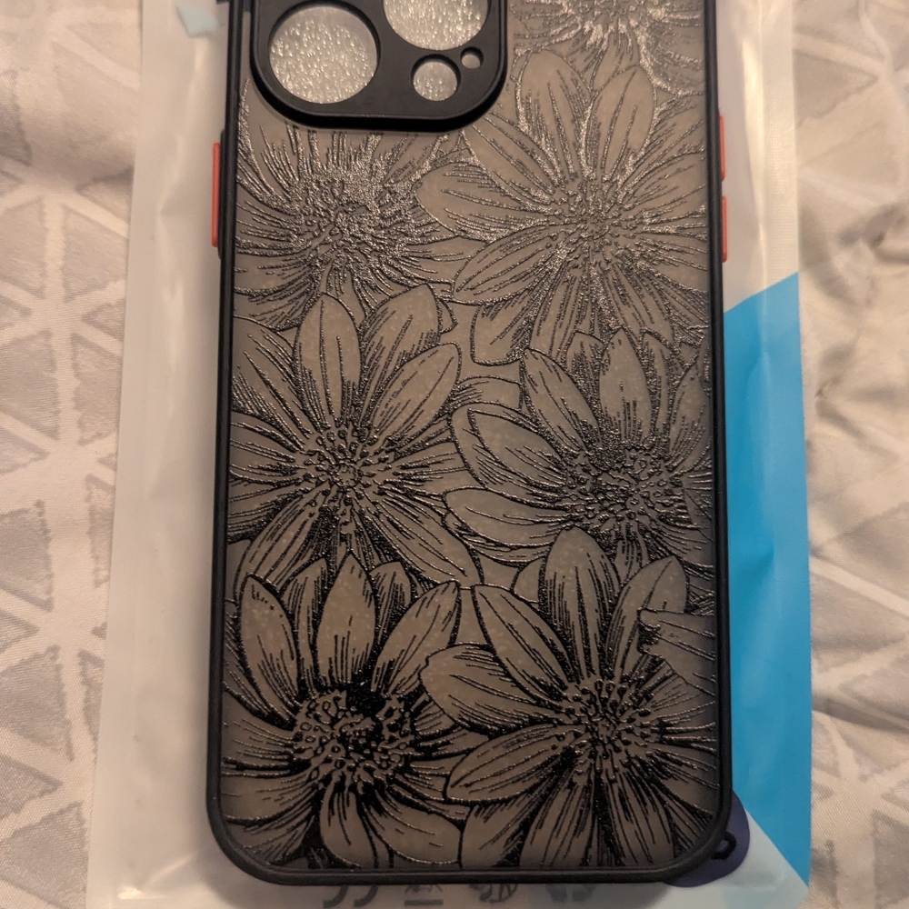 Floral Pattern IPhone 14 Pro-max Case - Black